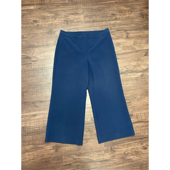 St. John Navy Blue Wide-Leg Dress Pants, Sz 12, MSRP $398 - Picture 2 of 6